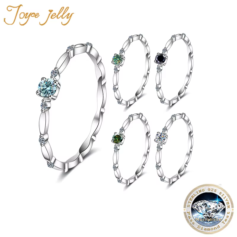 PomerceJelly-Bague Moissanite en argent regardé 0.1 pour femme