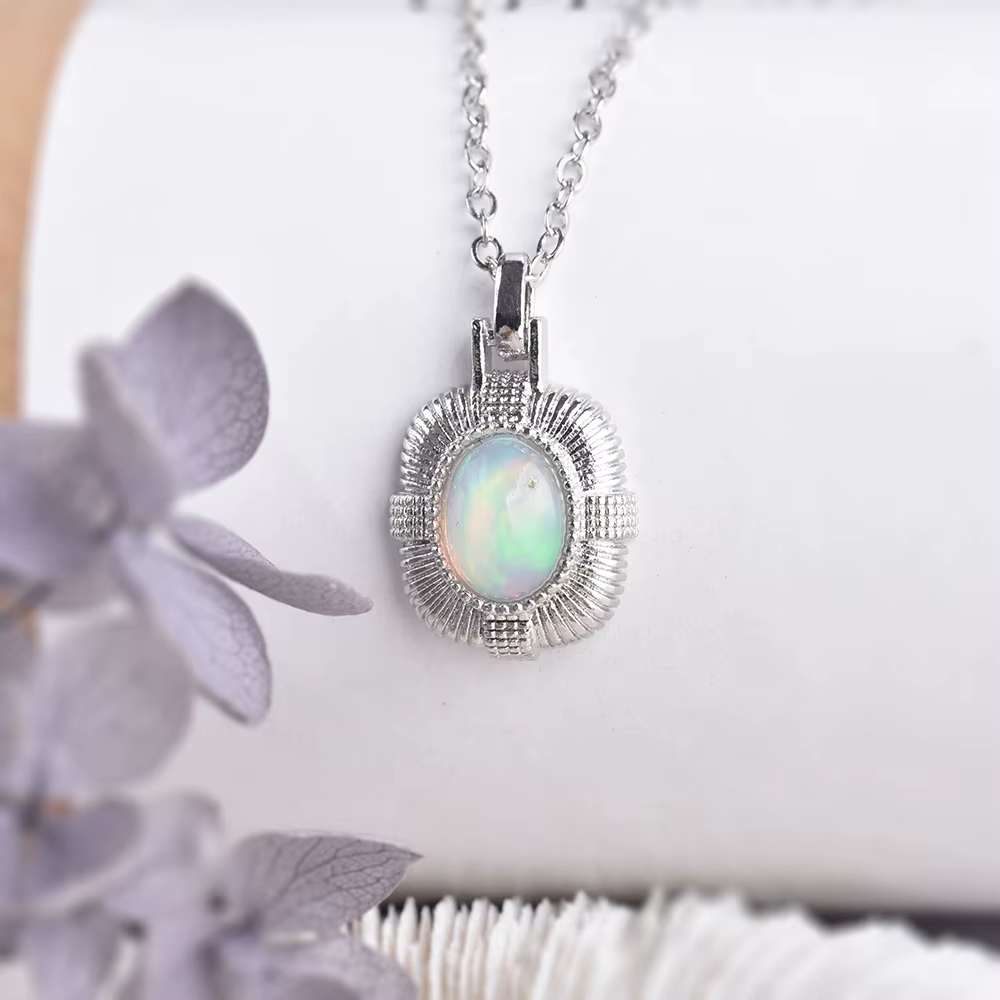 Collier avec pendentif naren opale pour femme et fille