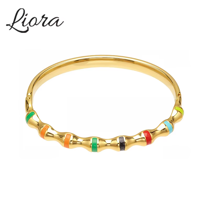 Liora – Bracelet géométrique en émail coloré pour femmes