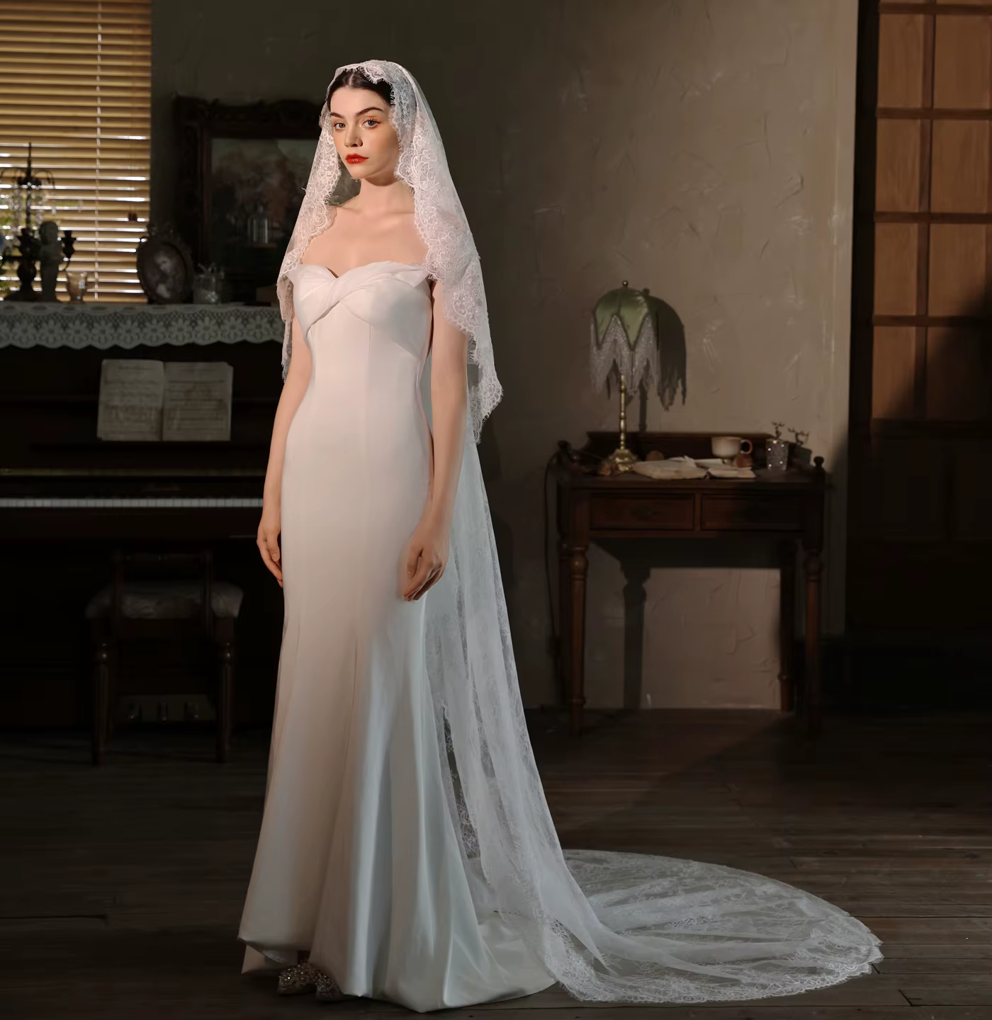 Voile de mariée long et luxueux V528