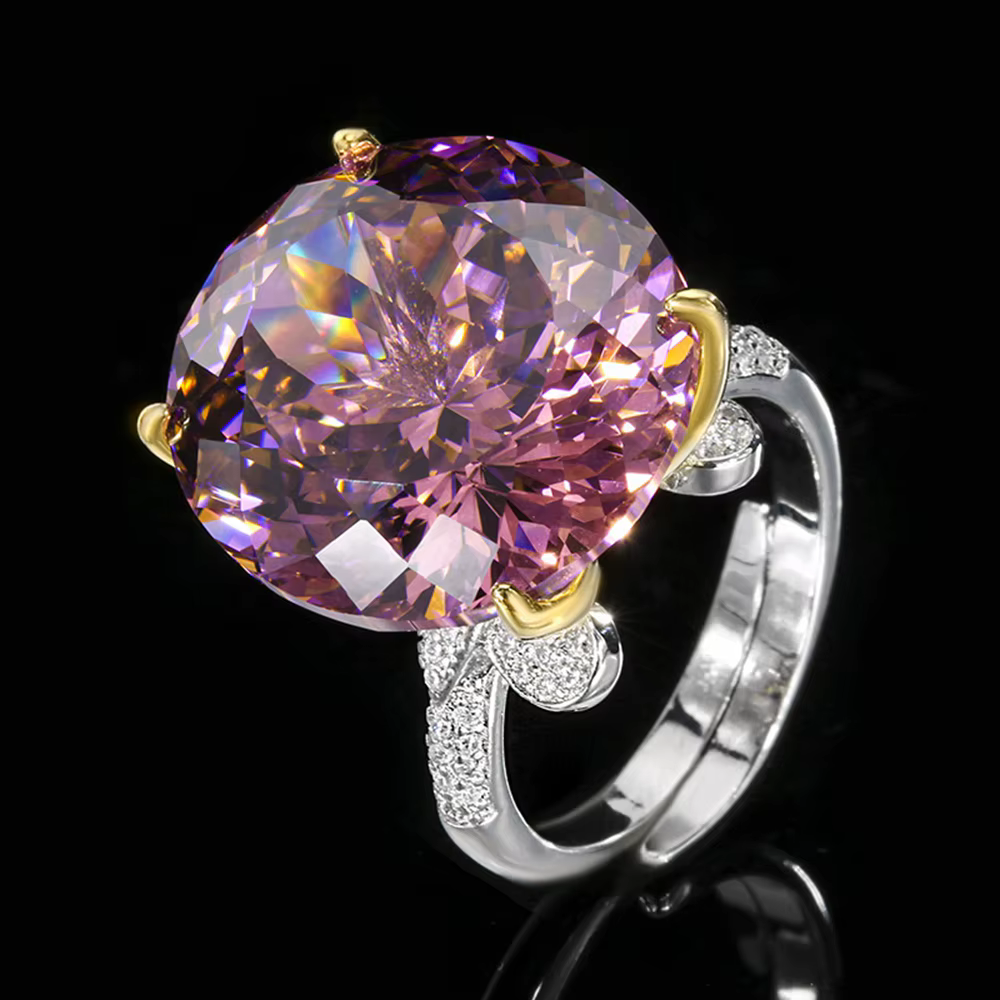 Vinregem 18*20 MM ovale laboratoire créé saphir rubis gemmes ouvert réglable anneau pour les femmes cadeau anniversaire bijoux fins en gros