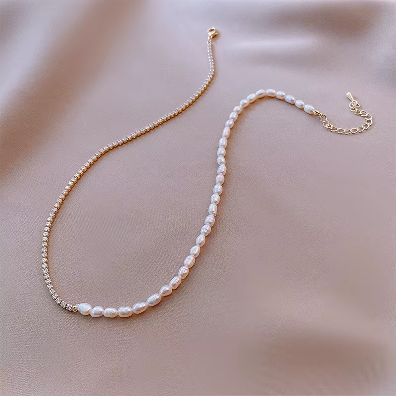 Meilleure vente 100% perle d'eau douce naturelle et étoile de cristal brillant 14K or rempli femme épissure collier bijoux pour femmes chaînes