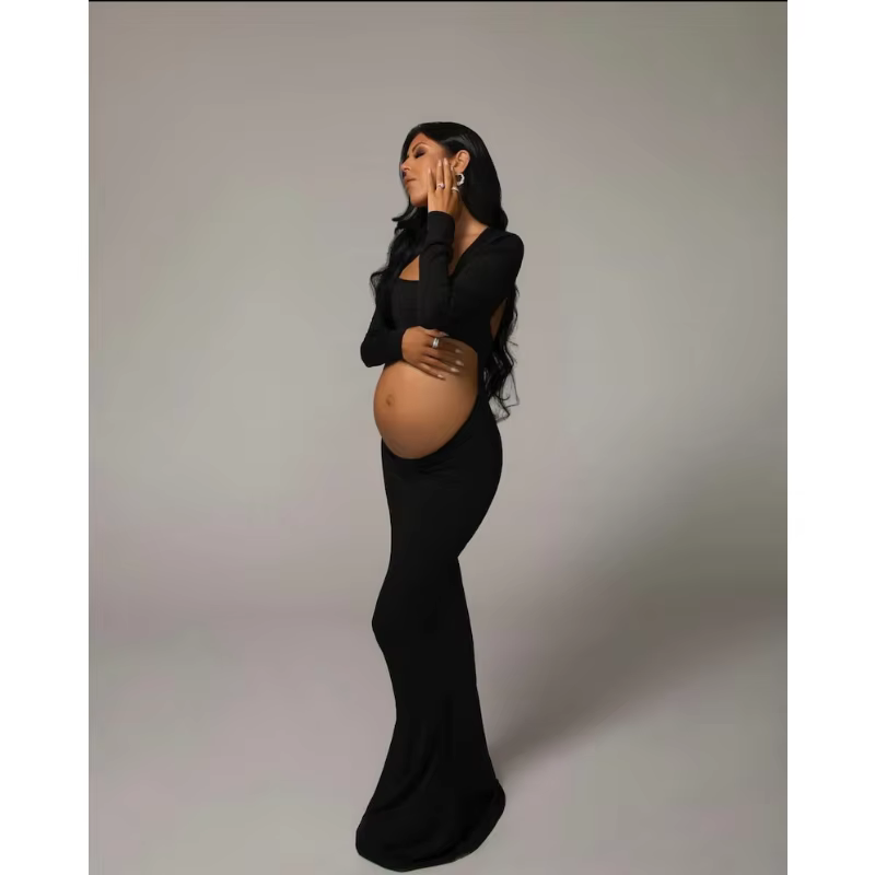 ALTEROutfit-Robe extensible à ventre ouvert, robe longue pour séance photo