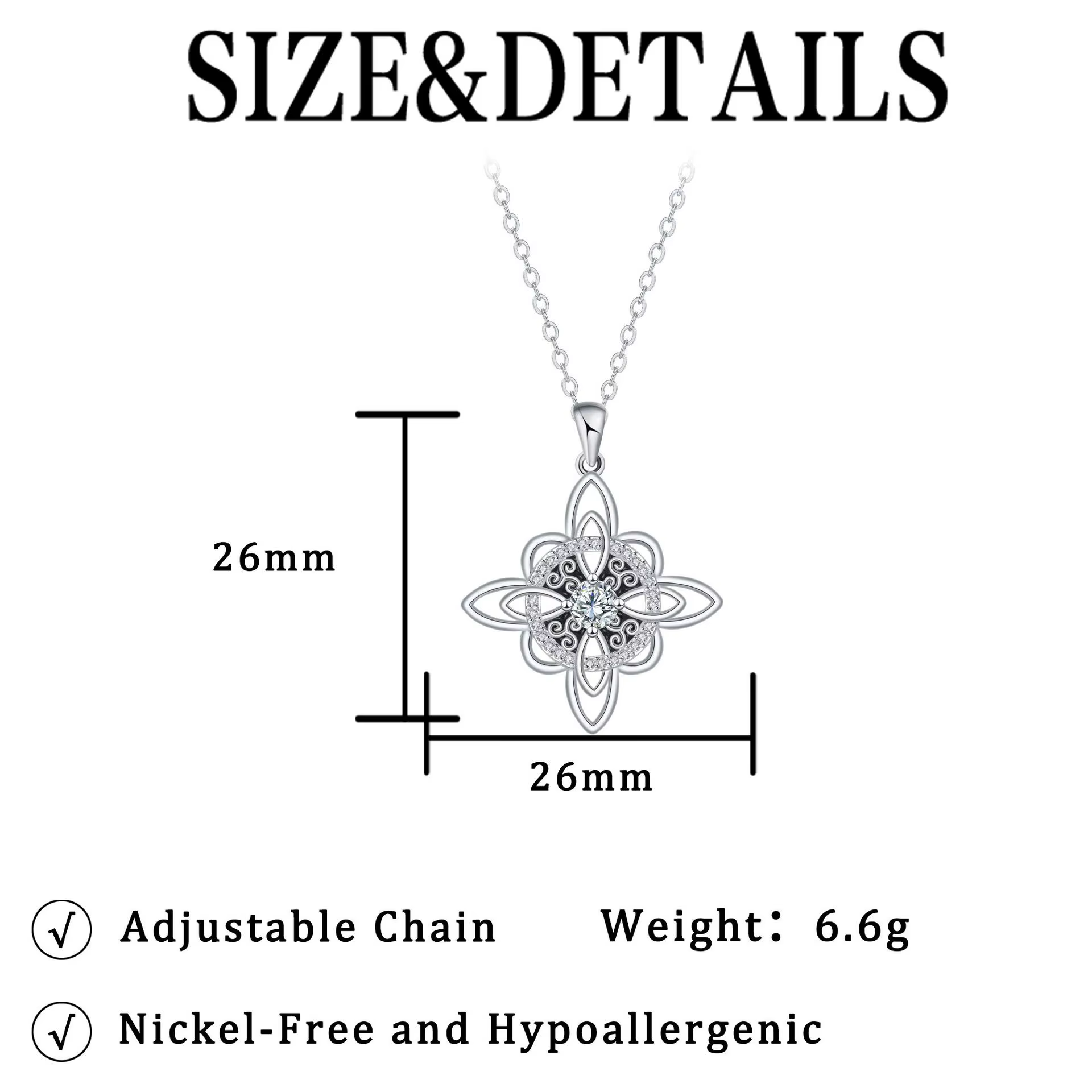 Collier Triskele en argent thaïlandais 925 avec symbole et nœud de sorcière