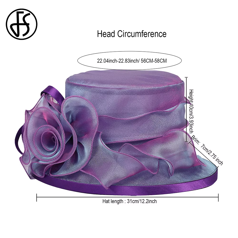 FS 2025 été plat haut pare-soleil chapeaux pour femmes fleur élégant mariage mariée fête chapellerie Protection UV Derby casquette femme