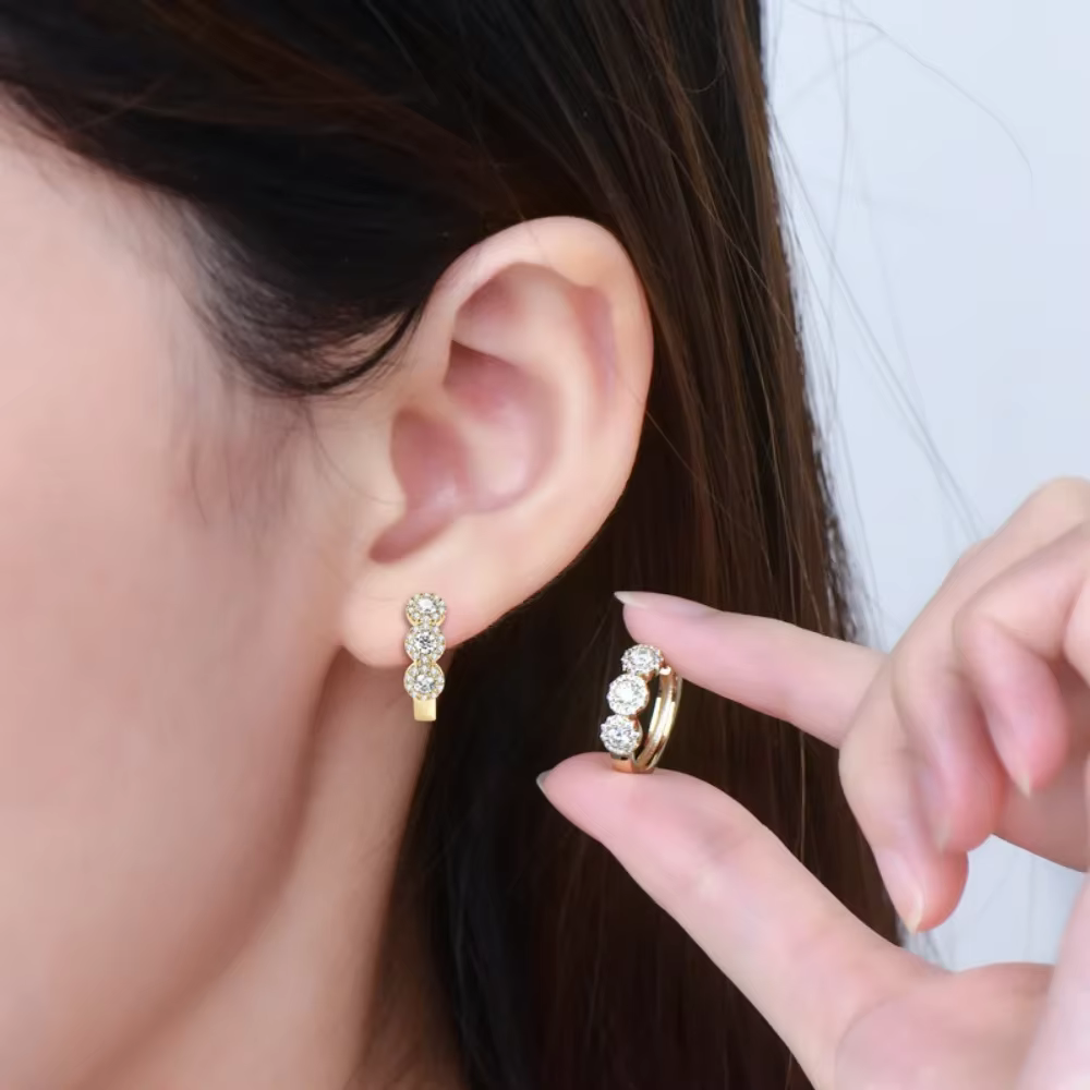 M-JAJA Halo Moissanite boucles d'oreilles pour femmes 925 en argent Sterling diamant