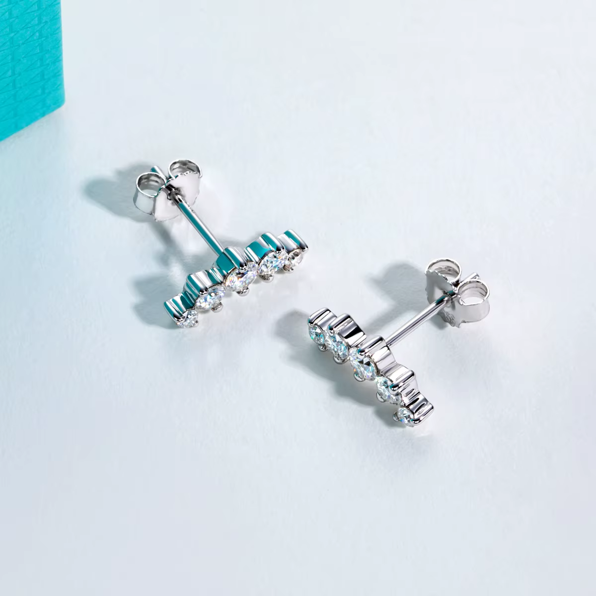 1.04cttw Moissanite boucles d'oreilles 925 en argent Sterling plaqué or laboratoire créé diamant sourire