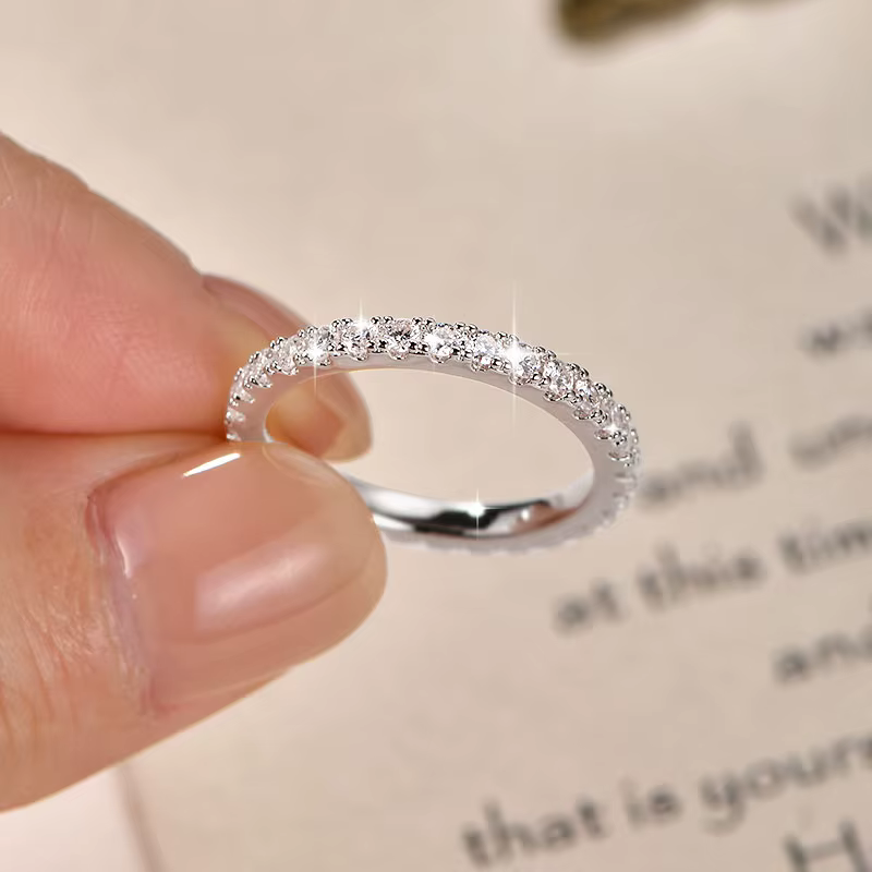 IOGOU – bague d'éternité complète en or 14 carats