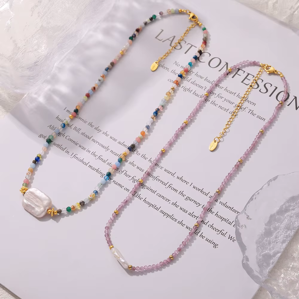 Collier de Charbon Naturel Baroque pour Femme