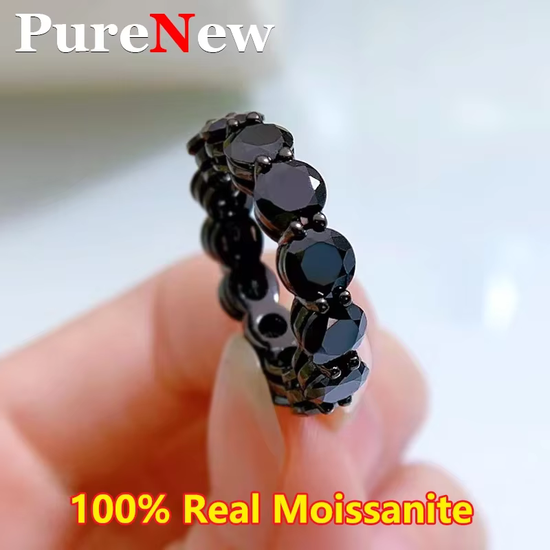 Bagues Moissanite unisexes noires