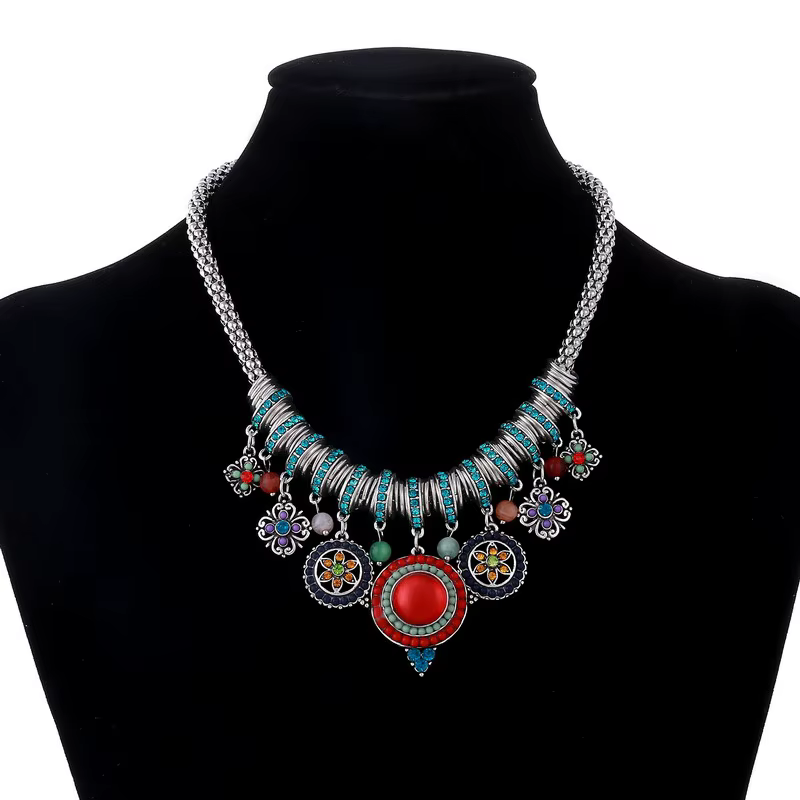 Collier ras du cou ethnique gitane bohème pour femmes