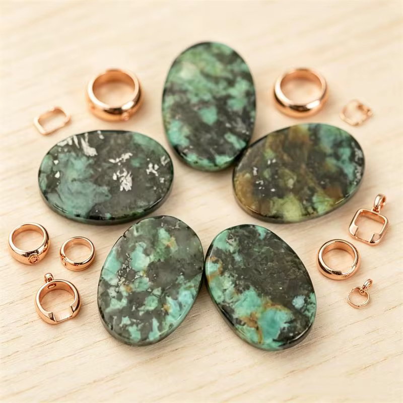 1 pièce de cabochon ovale plat en turquoise africaine 6x8/10x14mm