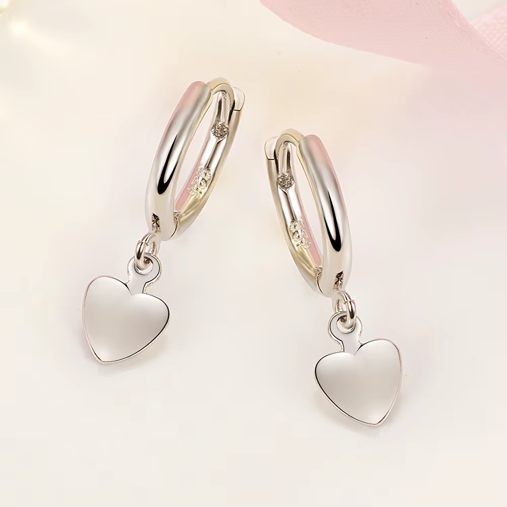 Boucles d'oreilles en forme de cœur en argent 925 de haute qualité pour femmes
