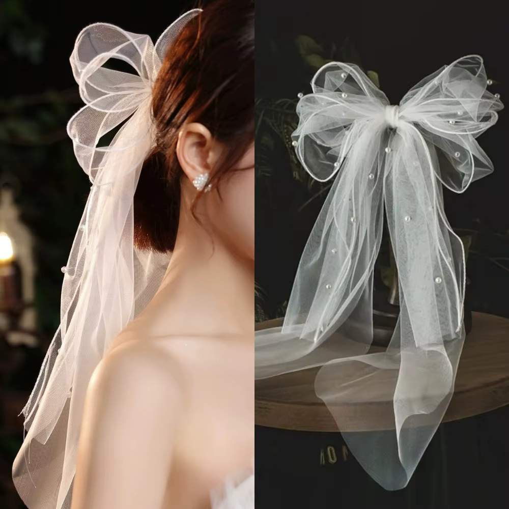 Voile de mariée rétro multicouche en dentelle et tulle blanc
