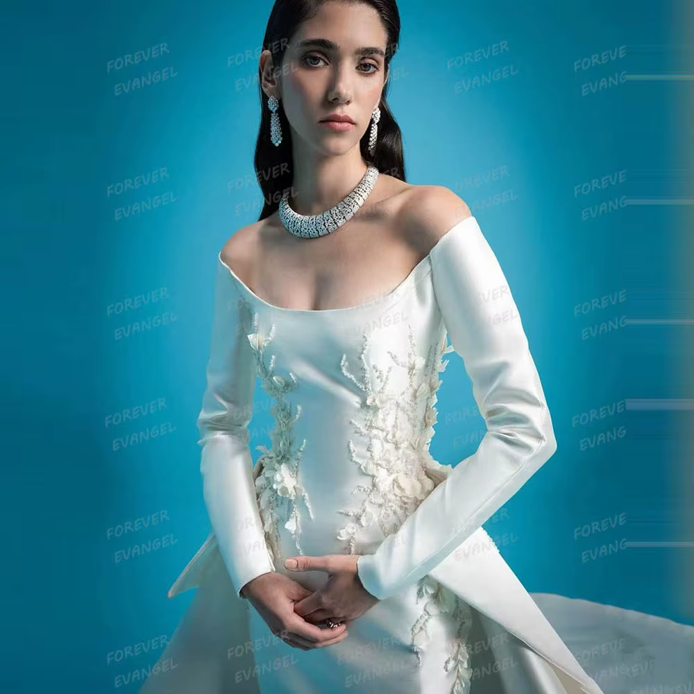 Robe de mariée sirène sexy à manches longues pour femmes