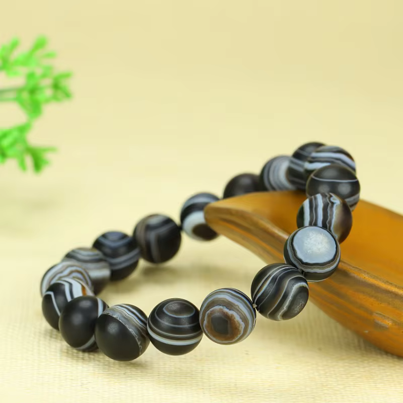 Bracelet élégant à rayures en agate pour hommes - Accessoires