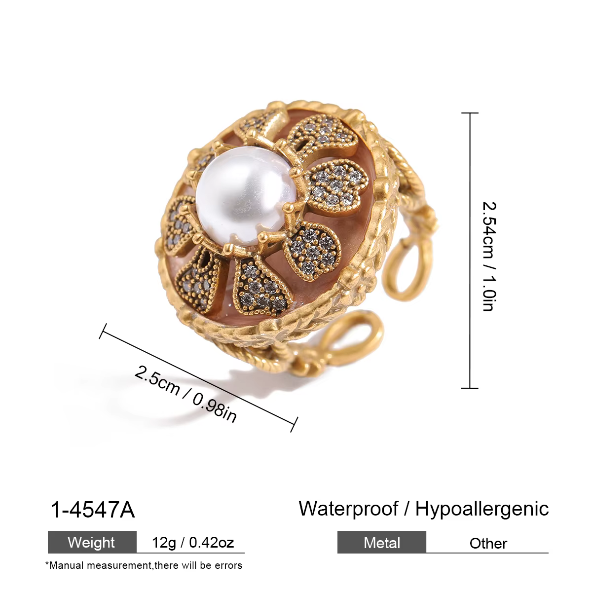 Bague vintage en perles pour femme