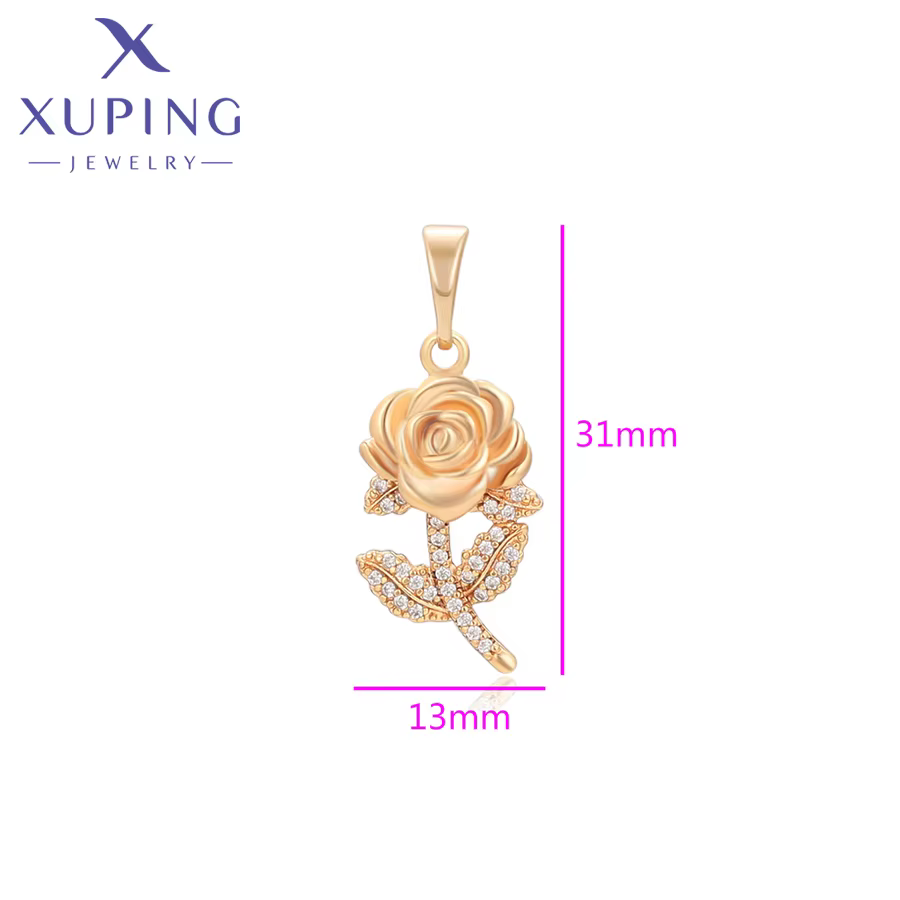 Xuping bijoux nouveau charme Rose fleur pendentif collier de couleur or
