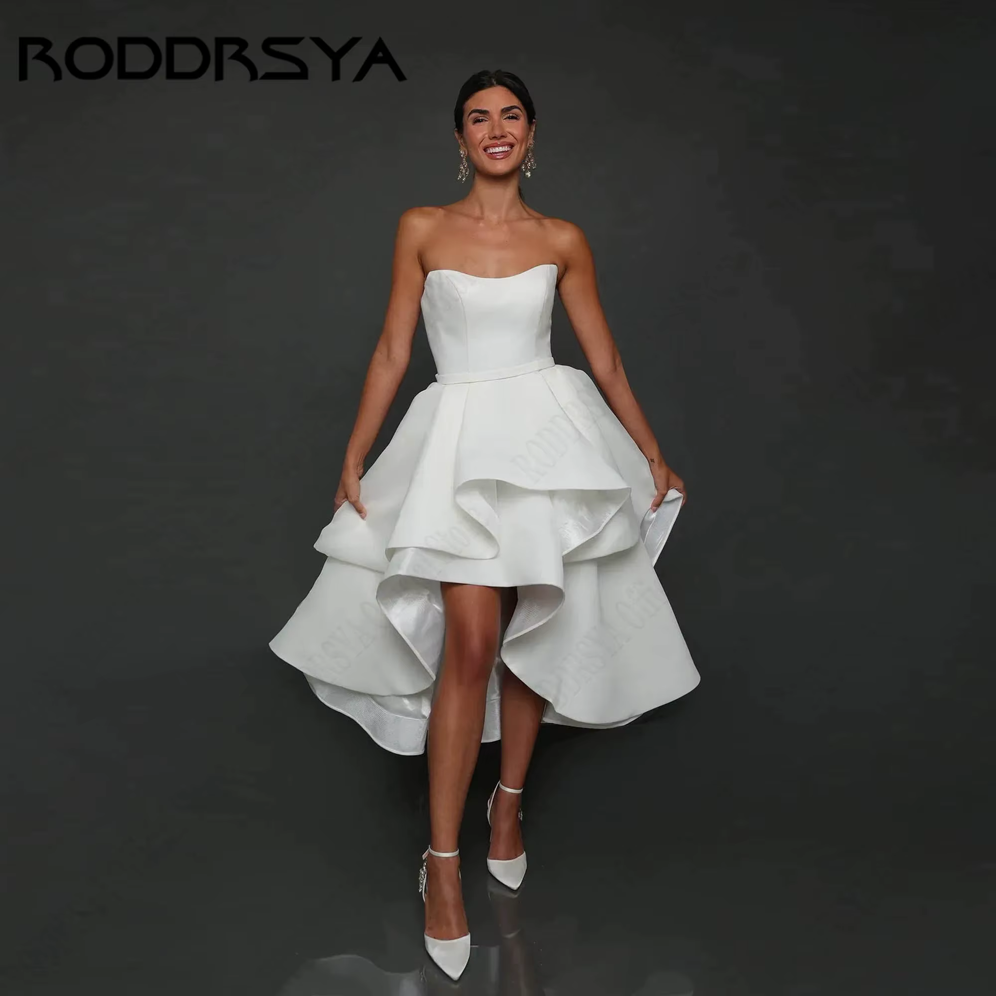 RODDRSYA Robe de mariée civile sans bretelles