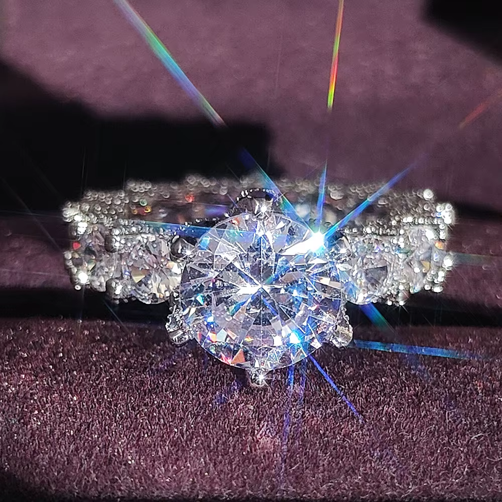 Nouvelle Arrivée Bague de Fiançailles de Luxe Vintage Rétro Couleur Argent pour Femme