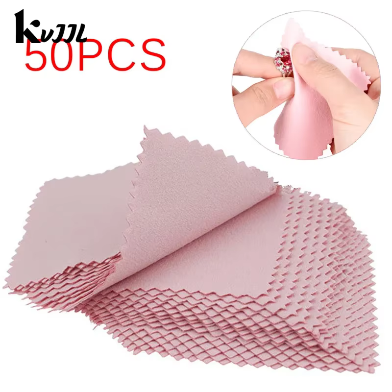 50 pcs/pack 8 cm * 8 cm bijoux polissage couleur rose tissu vernis chiffon de nettoyage soin pour 925 propre