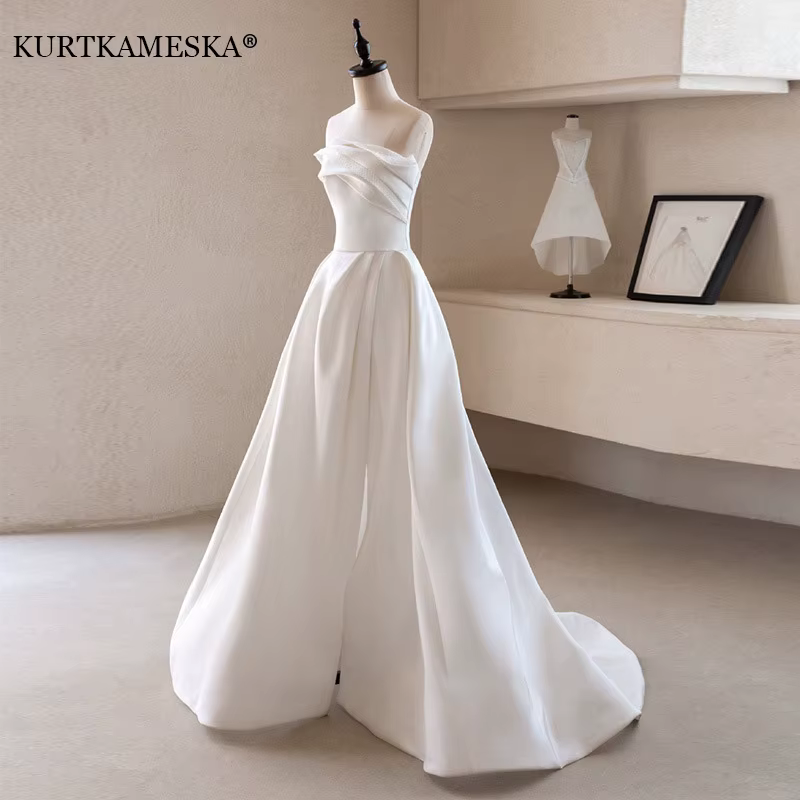 Robe de mariée française de luxe en Satin blanc