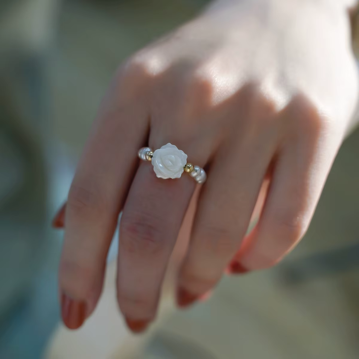 Bague en or 14 carats remplie de perles d'eau douce pour femme