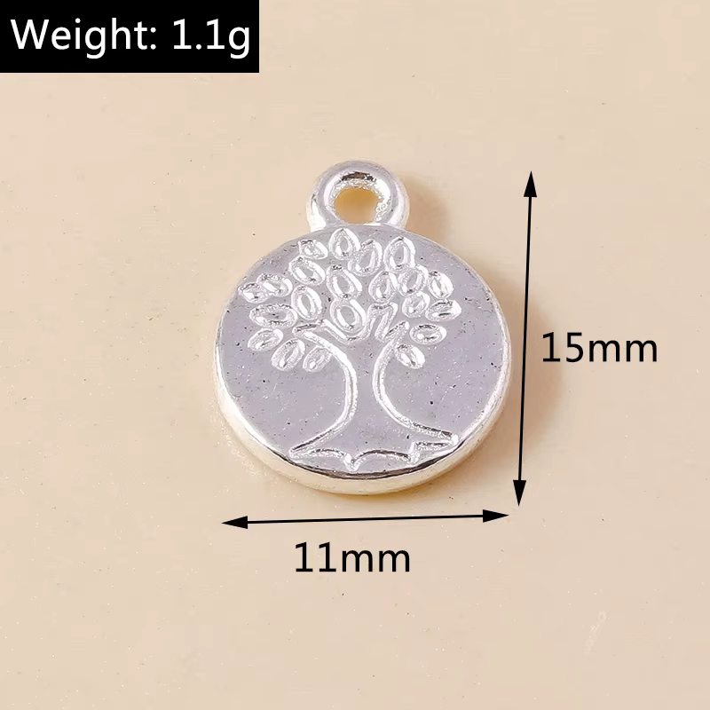 Pendentifs arbre de vie en métal couleur or argent 11x15mm
