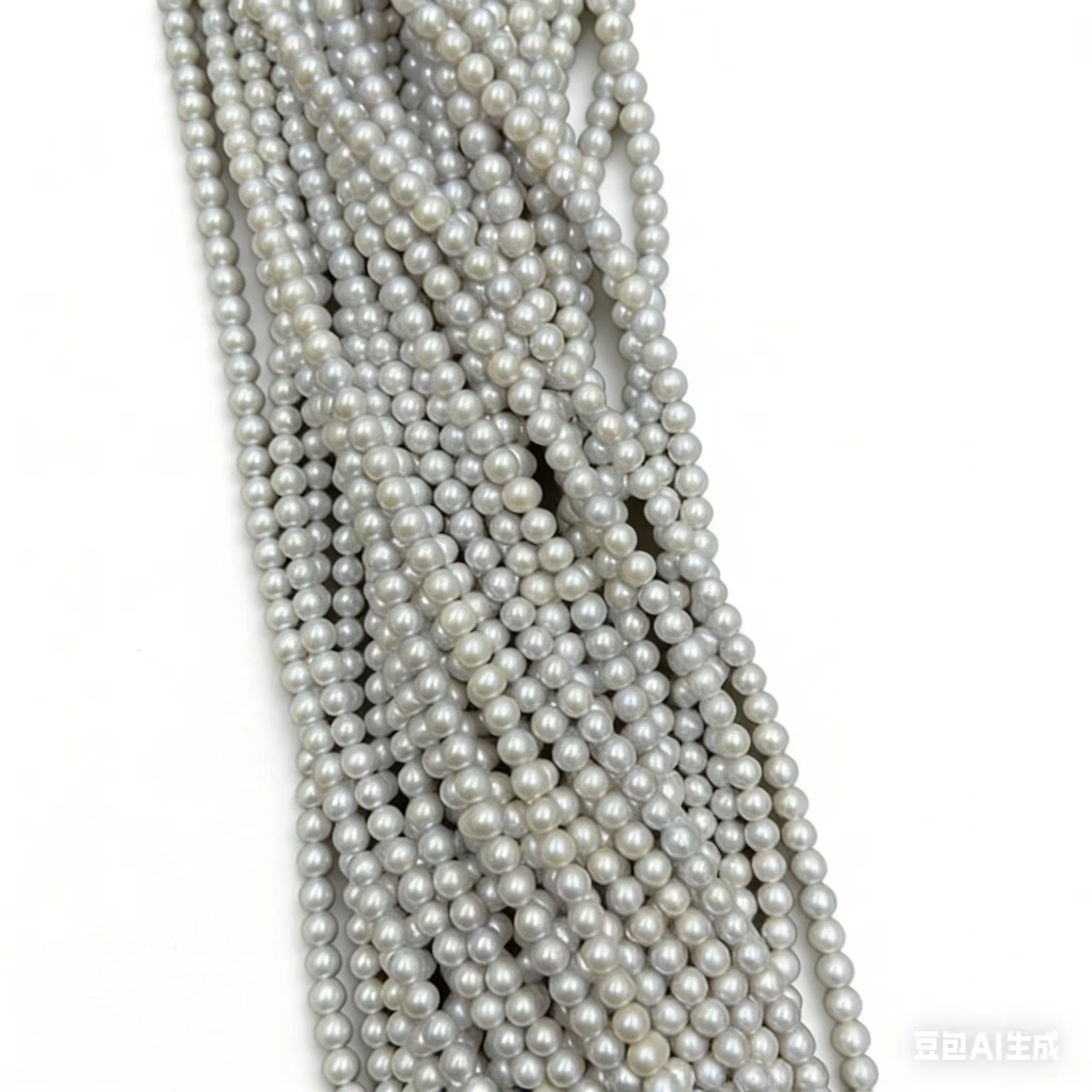Collier de perles d'eau douce naturelles rondes grises 4-5mm