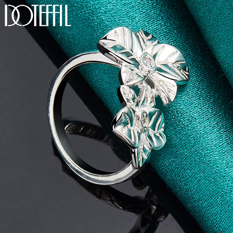 DOTEFFIL – bague en argent Sterling 925 avec double fleur et Zircon AAA pour femmes et hommes