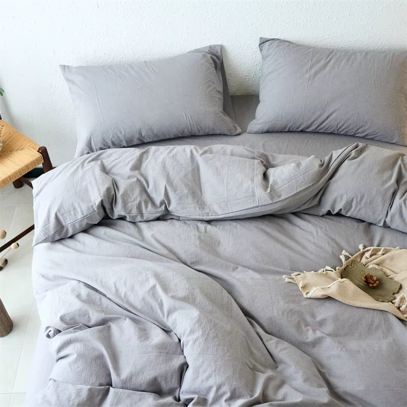 Ensemble de housse de couette en pur coton lavé