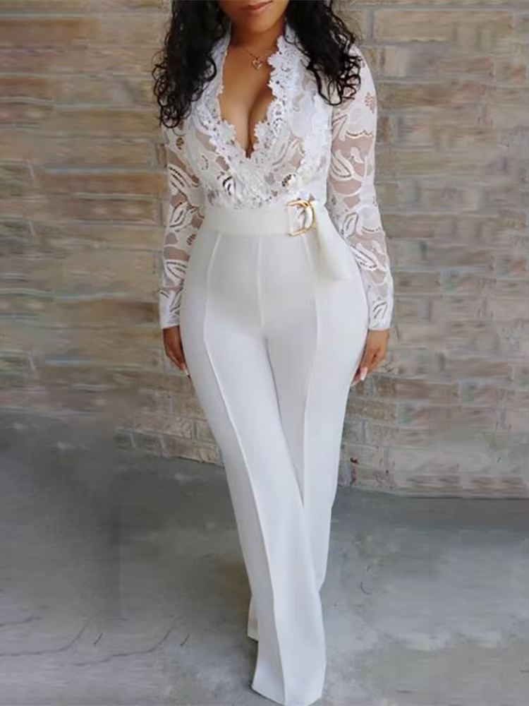Combinaisons Blanches en Dentelle pour Femme