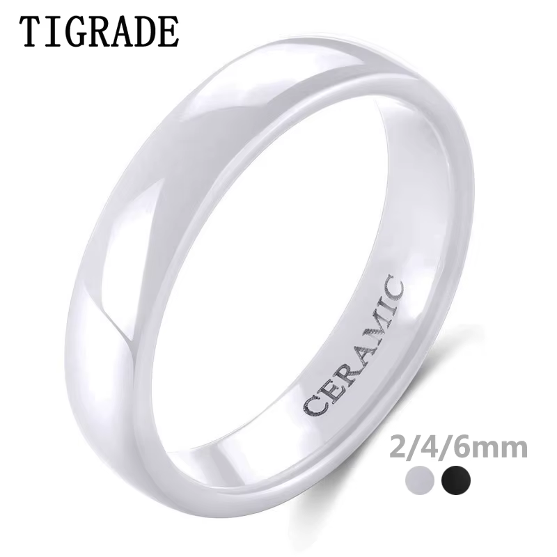 Tigrade 2/4/6mm bague en céramique blanche noir