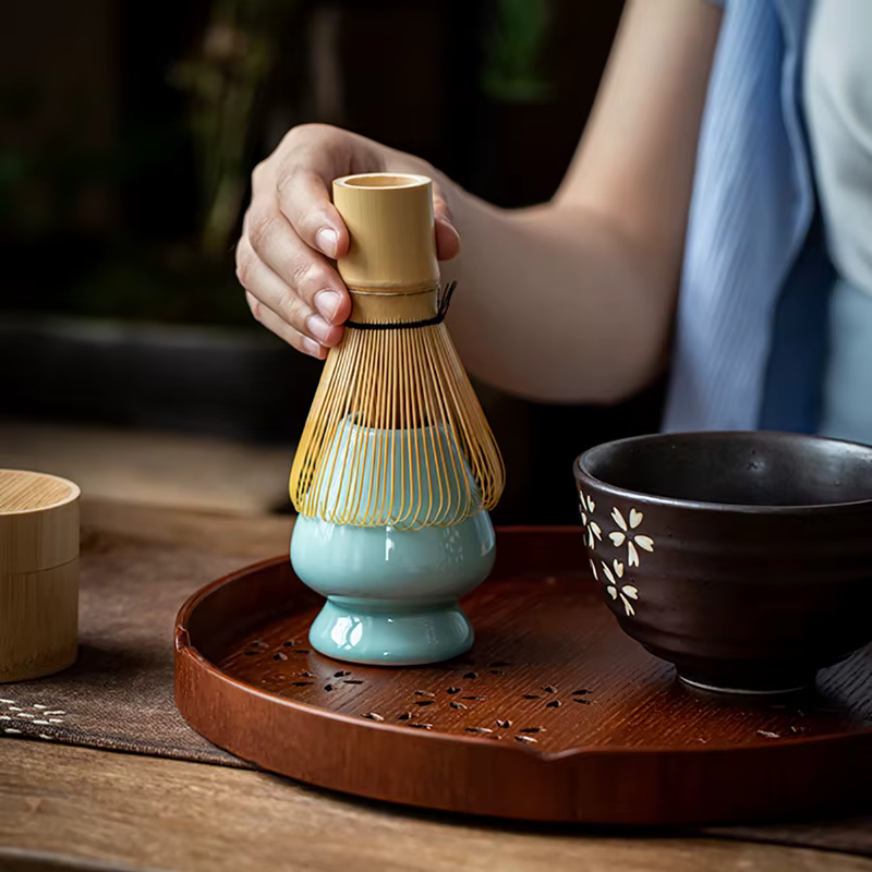 Fouet à thé Matcha japonais (Chasen) Cuillère à thé (Chashaku) Thé