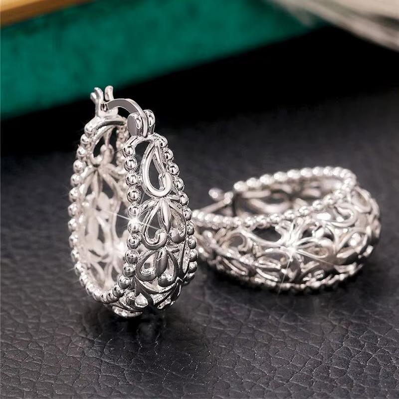 Huretailers-Boucles d'oreilles créoles élégantes pour femmes