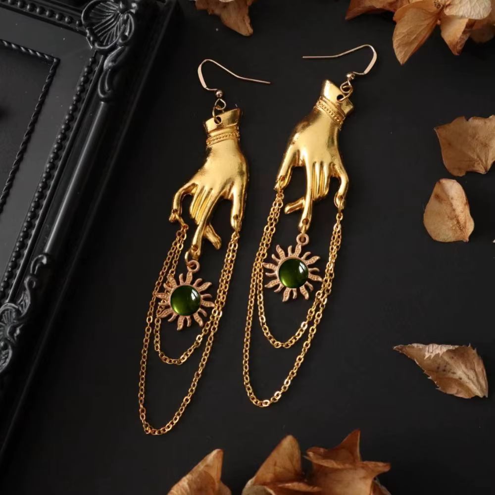 Boucles d'oreilles gothiques Hip Hop couleur or pour femmes
