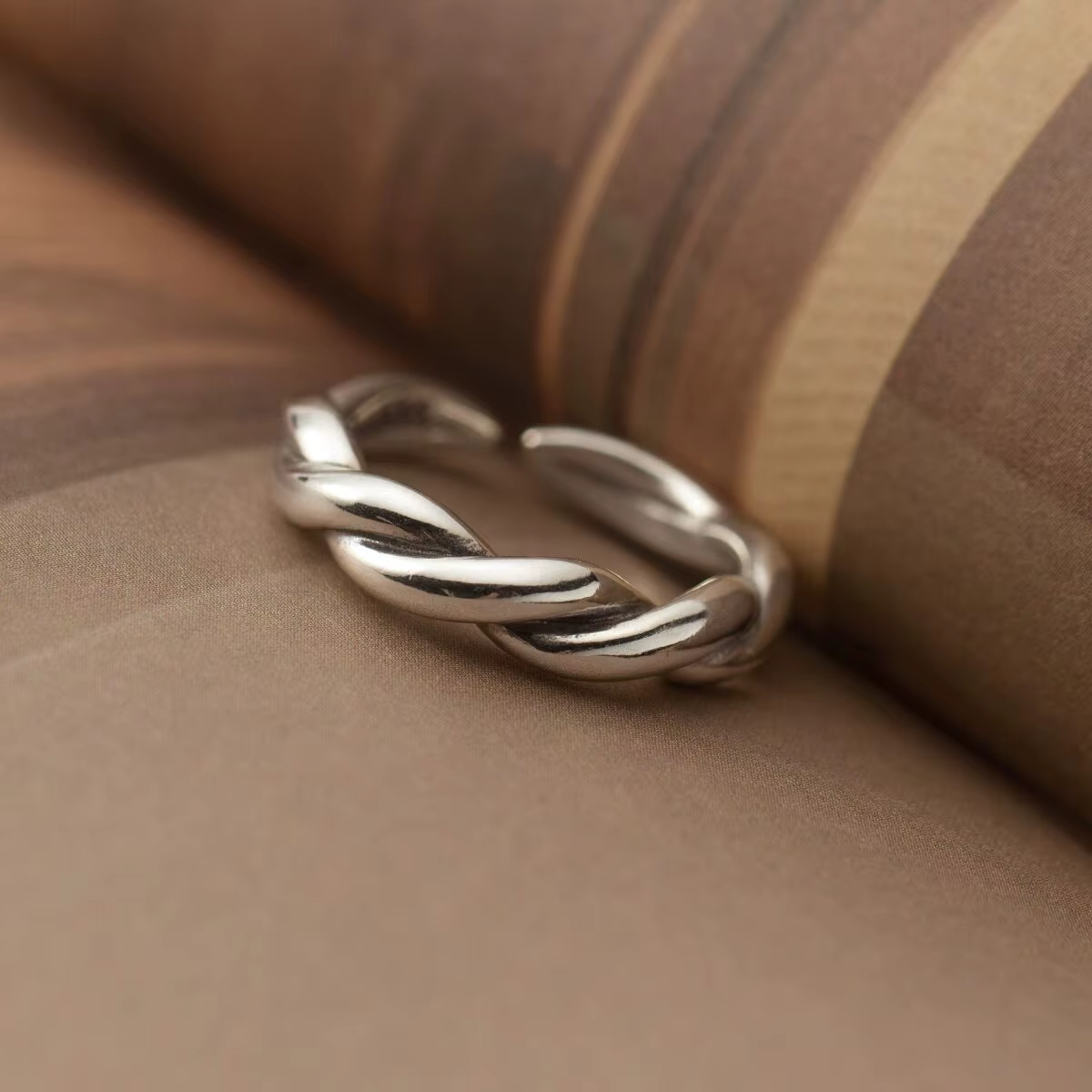 Bague torsadée en fil d'argent Sterling 925 pour femmes