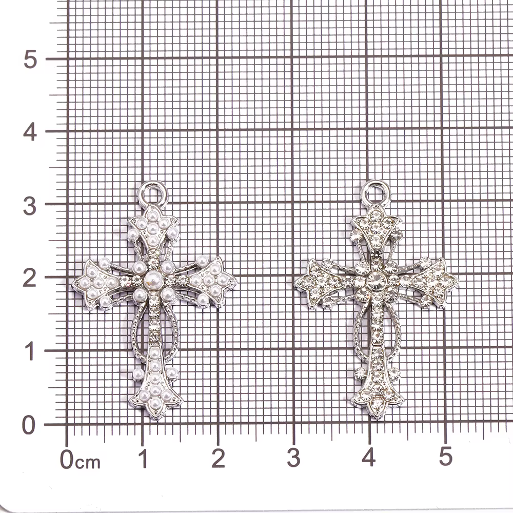 Peixin 10 pièces élégant croix breloques strass bijoux chrétiens pour la mode collier boucles d'oreilles porte-clés bricolage pendentifs faits à la main
