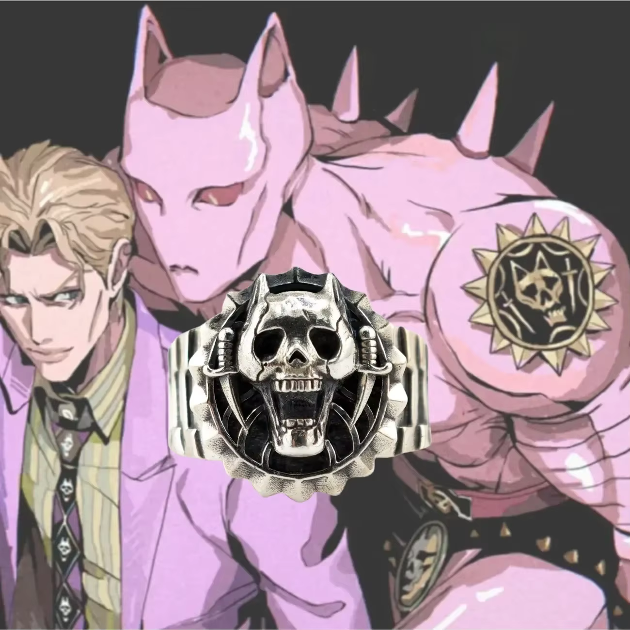 Bague punk JOJO Killer Queen inspirée de l'anime, bijoux pour les fans