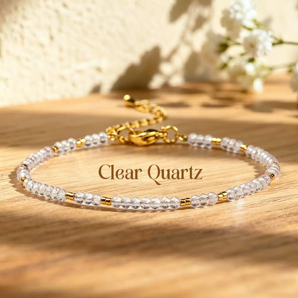 Bracelet Bohème en Pierres Naturelles Garnet et Pierre de Lune Facettées