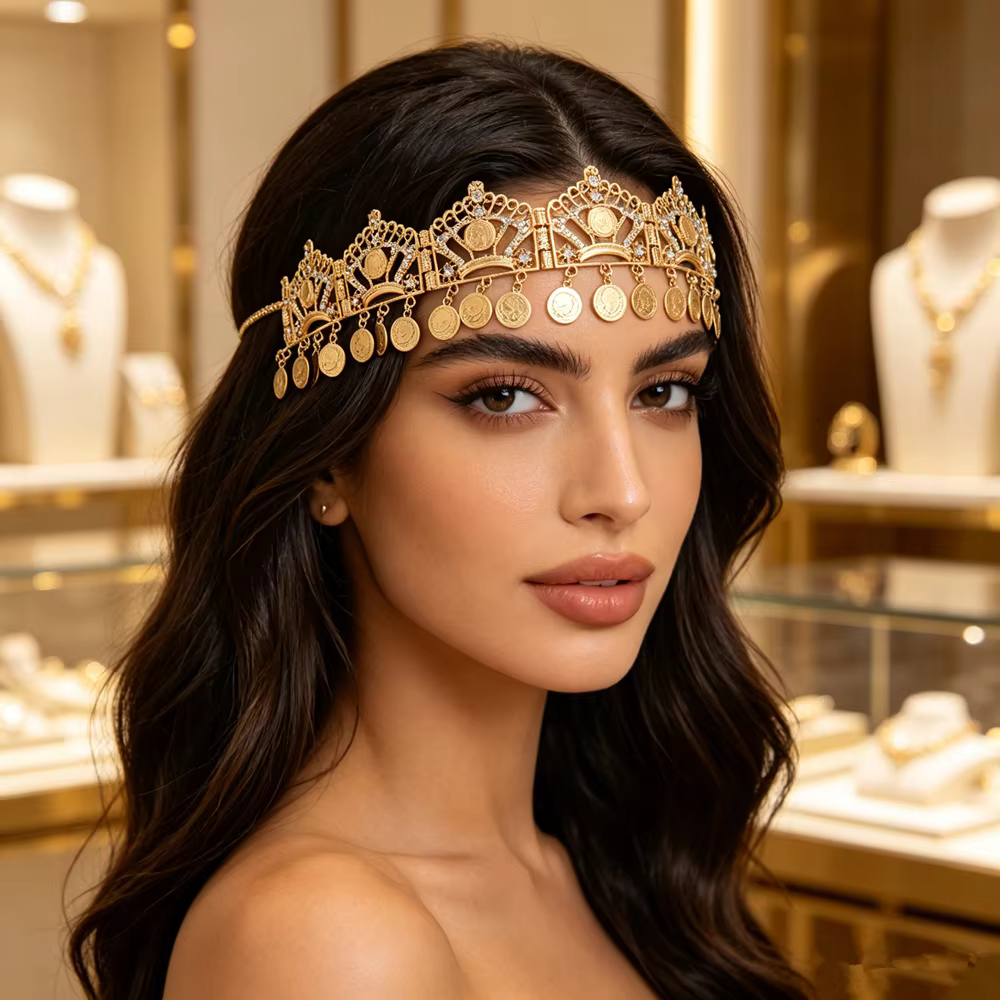 Serre-tête de mariée de luxe marocain