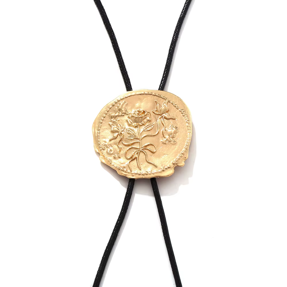 Collier pendentif rond en métal style cowboy vintage pour femme