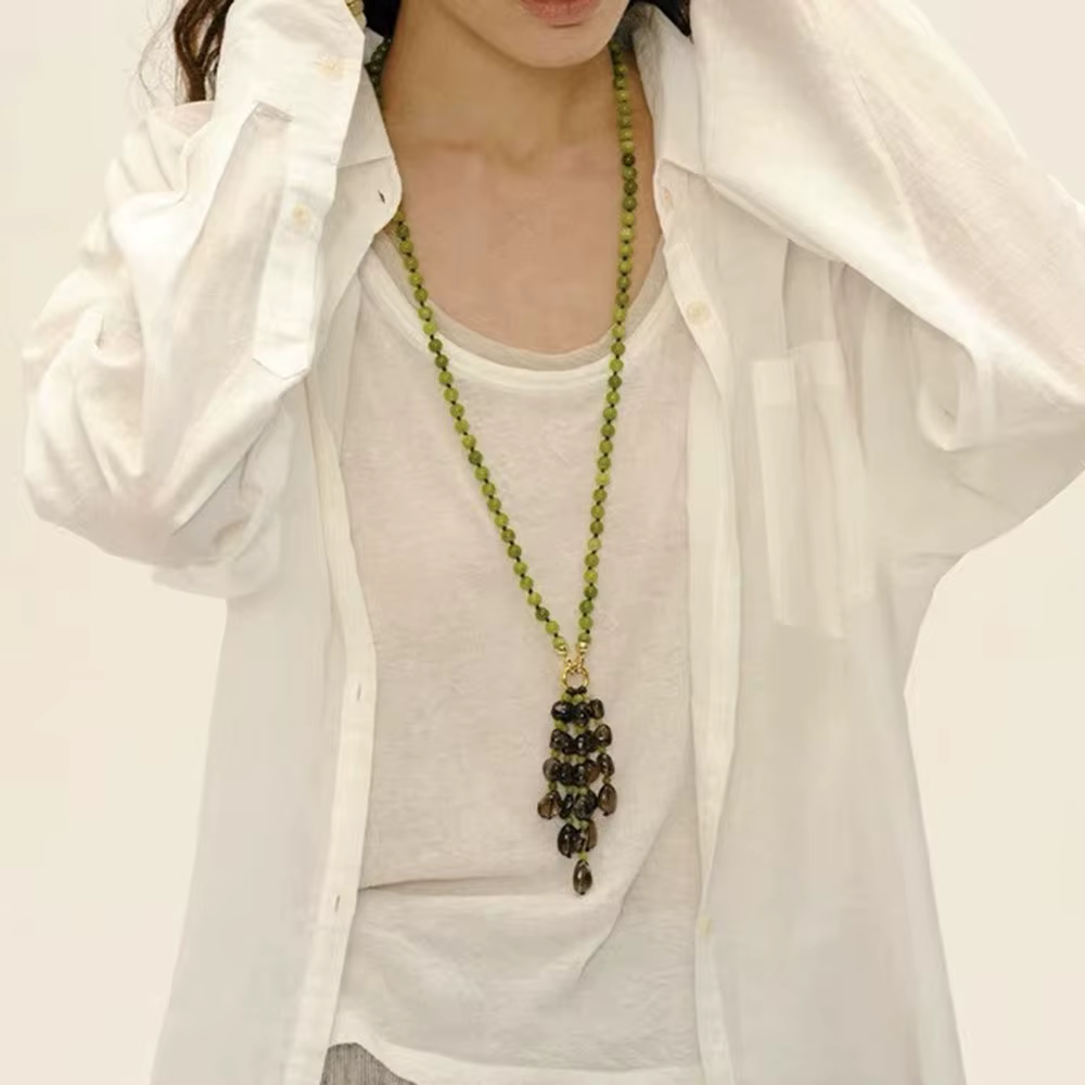 Collier en cristal de quartz fumé pour femme