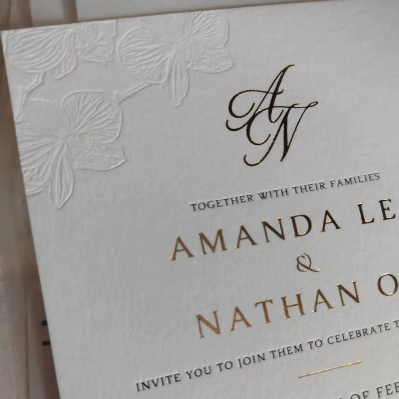 Cartes d'invitation de mariage personnalisées en relief et en creux