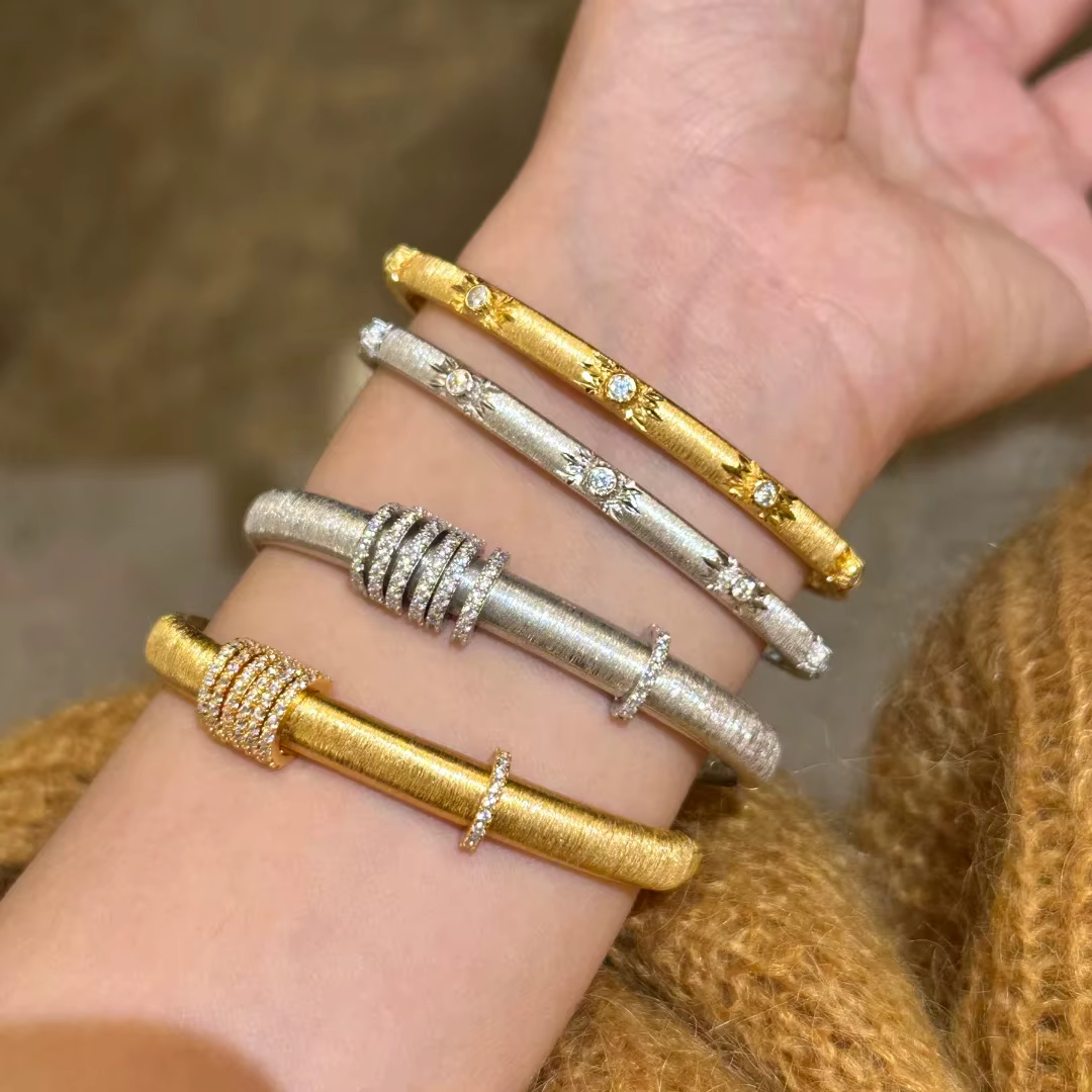 Bracelets de tournesol tissés incrustés de diamants d'art scintillants pour femmes argent 925 luxe brossé