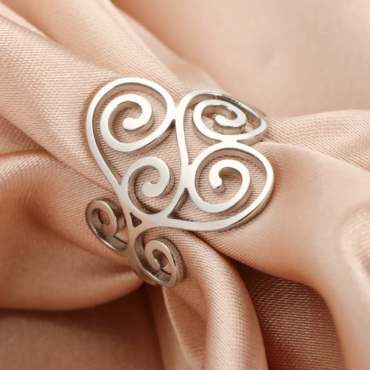 LIKGREAT Bague Vintage Filig123 Fleur Vague pour Femme