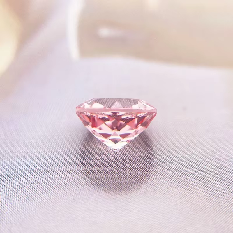 Saphir de laboratoire taille ronde couleur rose Morgan pour la fabrication de bijoux DIY