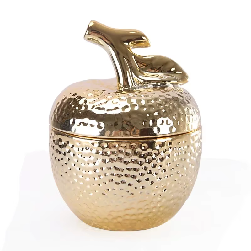 Boîte de rangement en céramique dorée pour bijoux