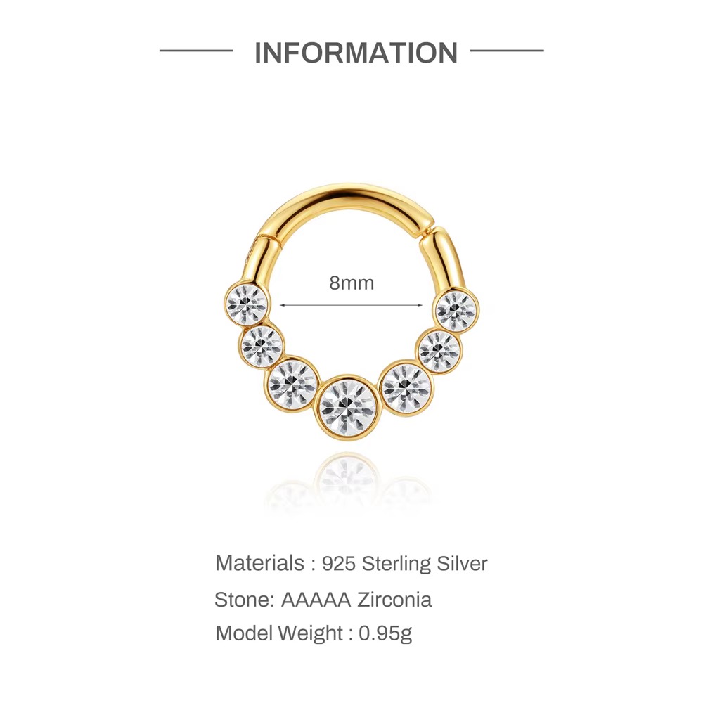 Aide S925 Argent Sterling Zircon Pavé Boucles d'oreilles créoles clicker Huggie pour piercing Daith