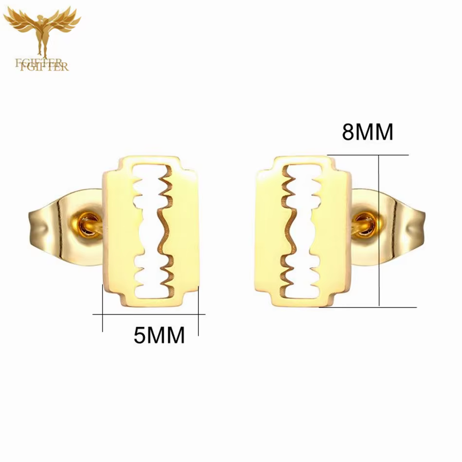 Boucles d'oreilles clous en acier inoxydable doré pour hommes